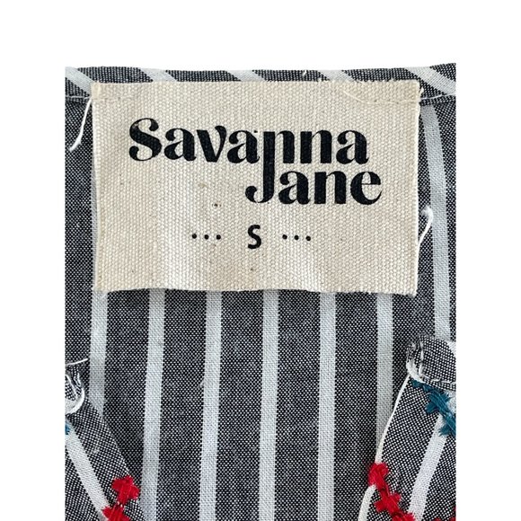 Savanna Jane Blooming‎ Promises Embroidered Top Floral Boho Gray White Small - Picture 8 of 10